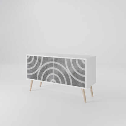 CIRCLE CONCRETE Kompaktní dvoudveřový TV stolek