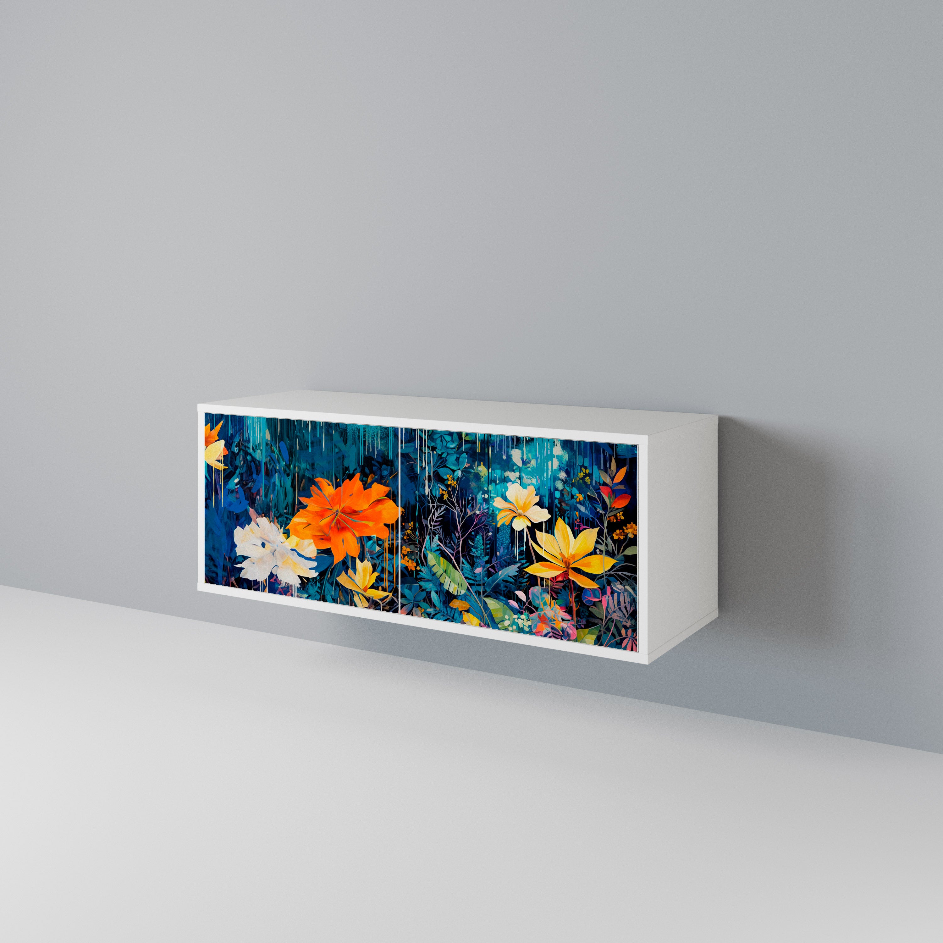 MIDNIGHT BLOSSOM Kompaktní dvoudveřový TV stolek