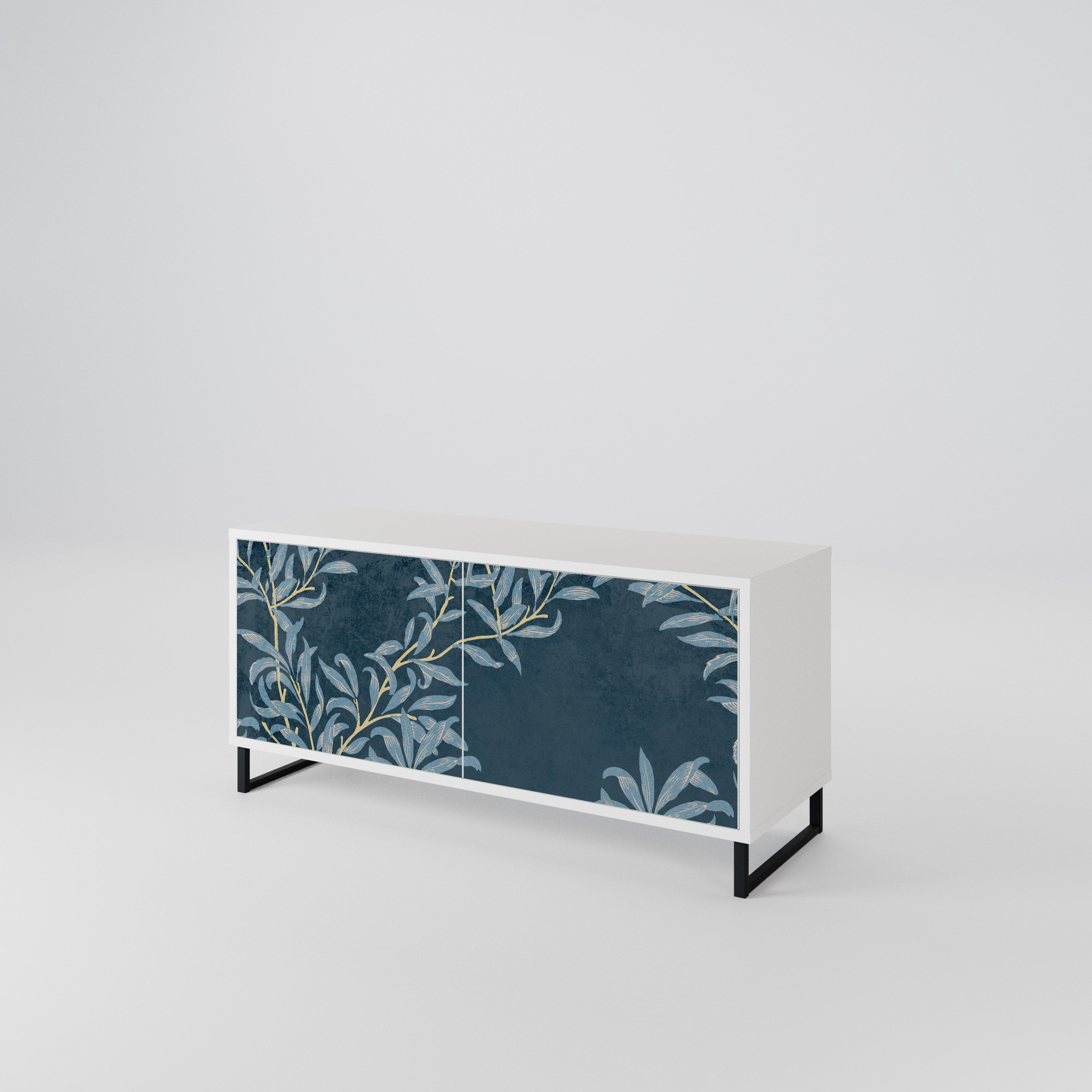 BLUE LEAVES Kompaktní dvoudveřový TV stolek