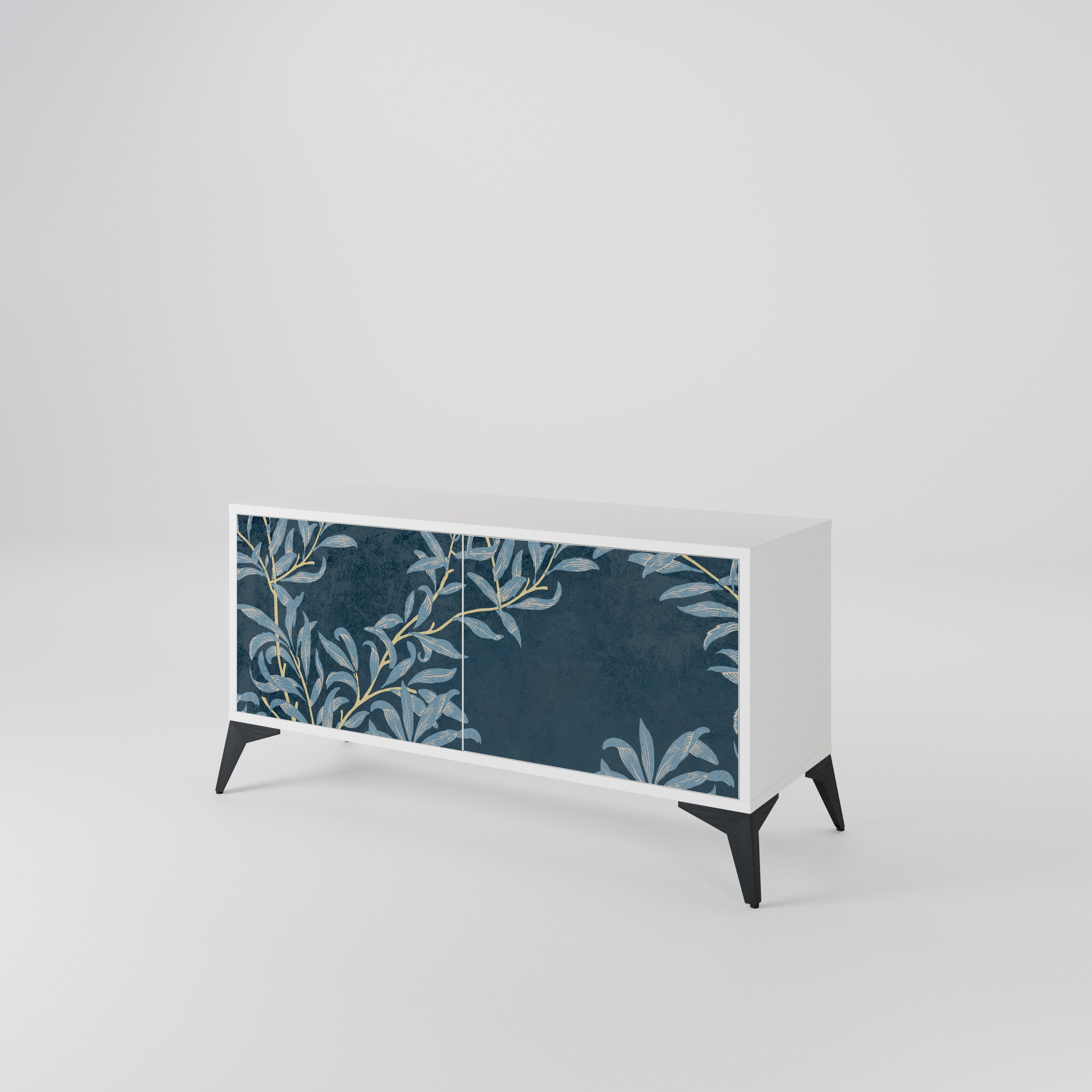 BLUE LEAVES Kompaktní dvoudveřový TV stolek