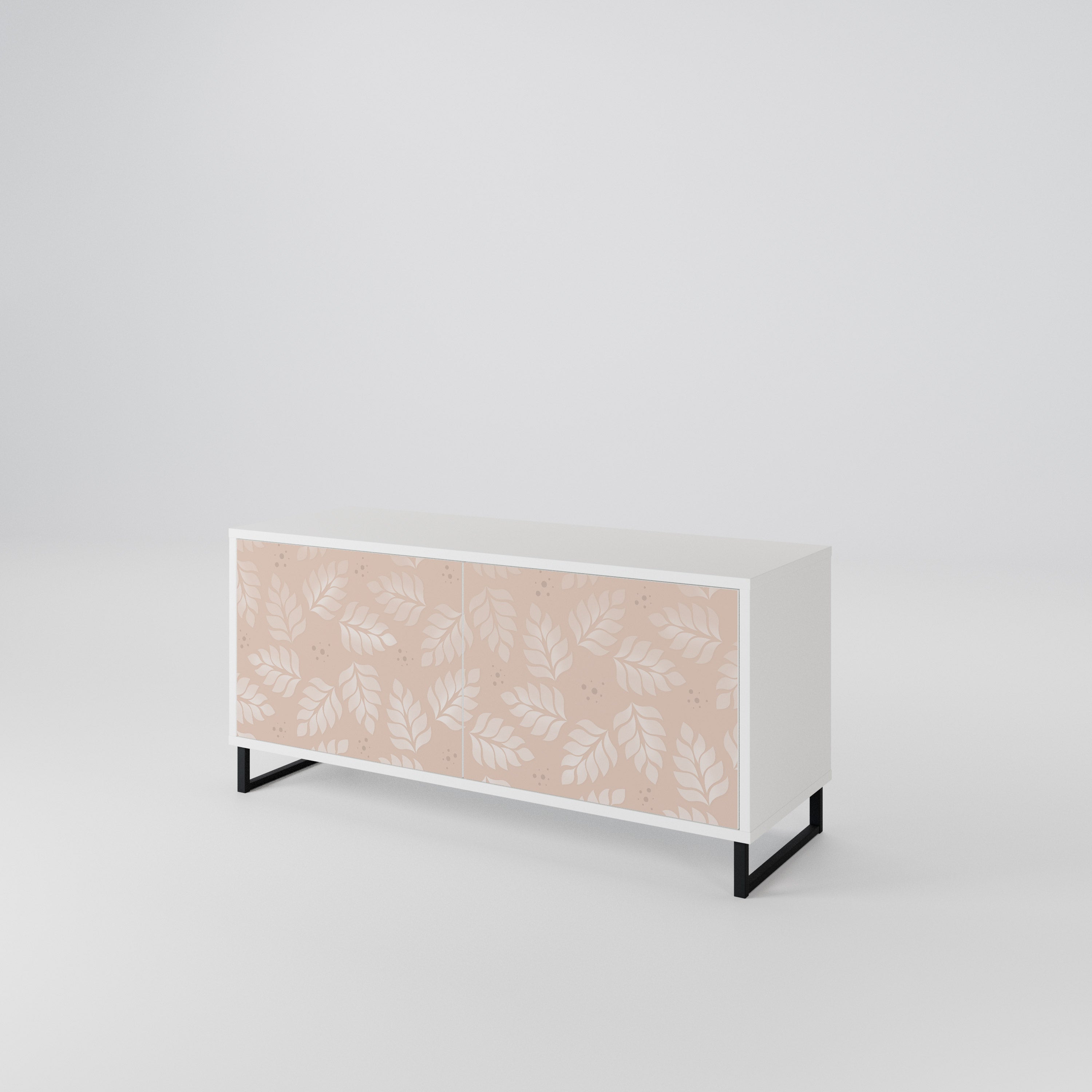 LEAVES ON BEIGE Kompaktní dvoudveřový TV stolek