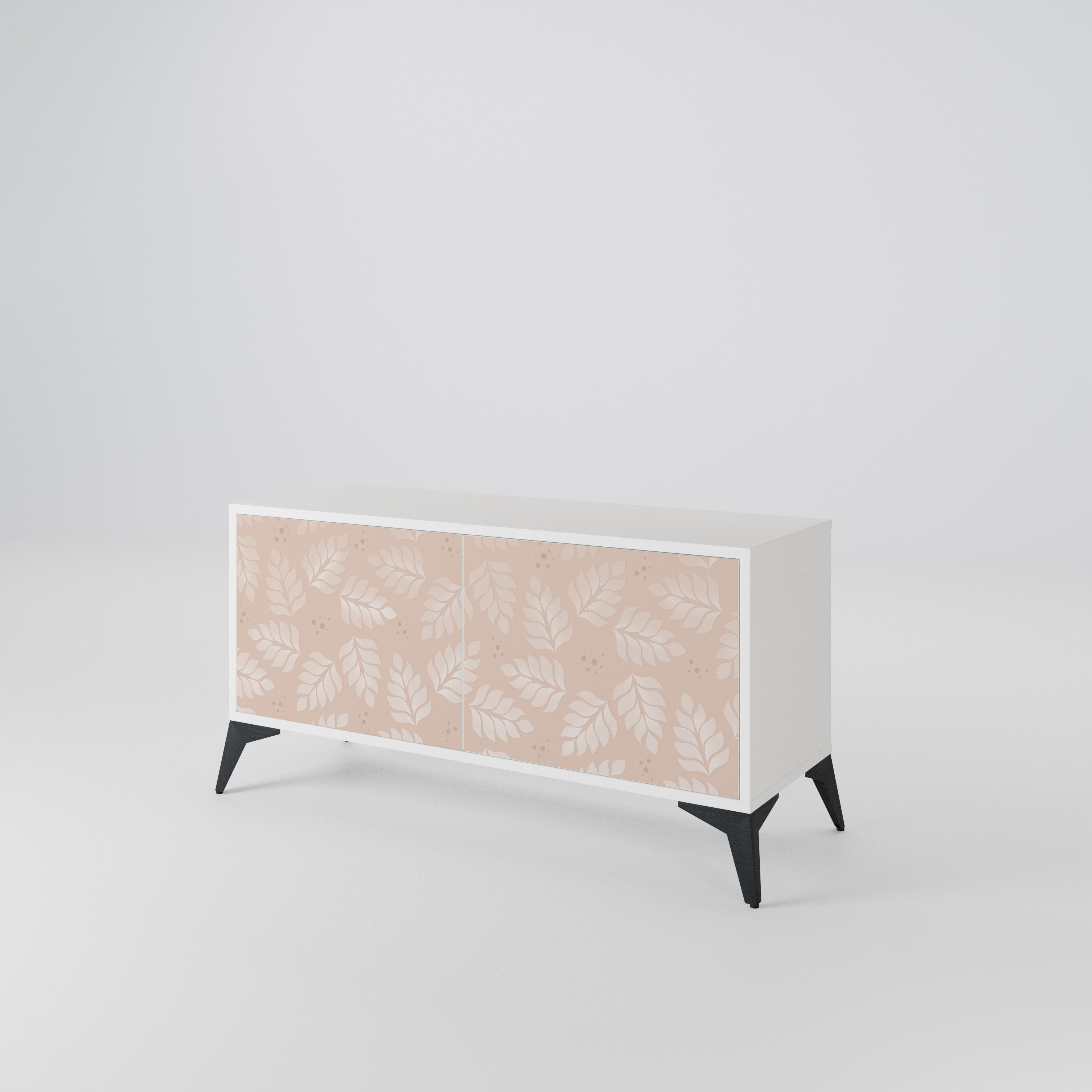 LEAVES ON BEIGE Kompaktní dvoudveřový TV stolek