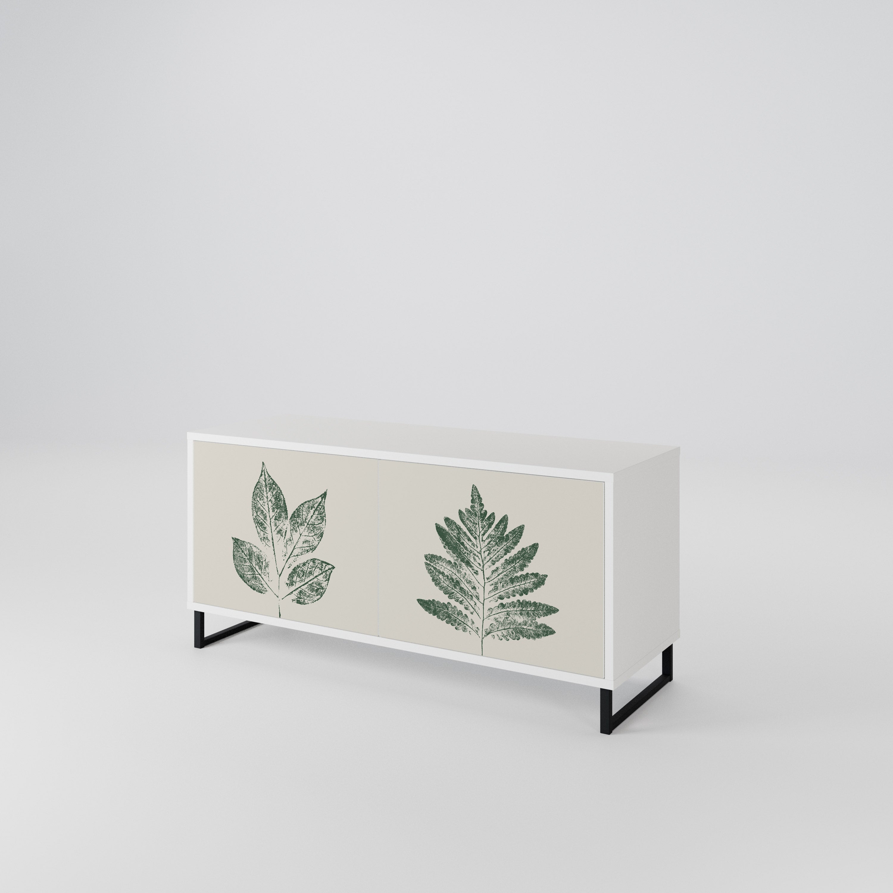 GREEN LEAFY STAMPS Kompaktní dvoudveřový TV stolek