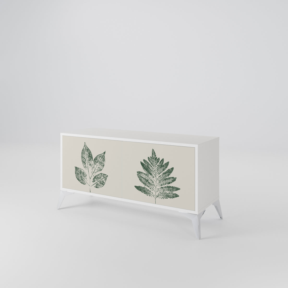GREEN LEAFY STAMPS Kompaktní dvoudveřový TV stolek