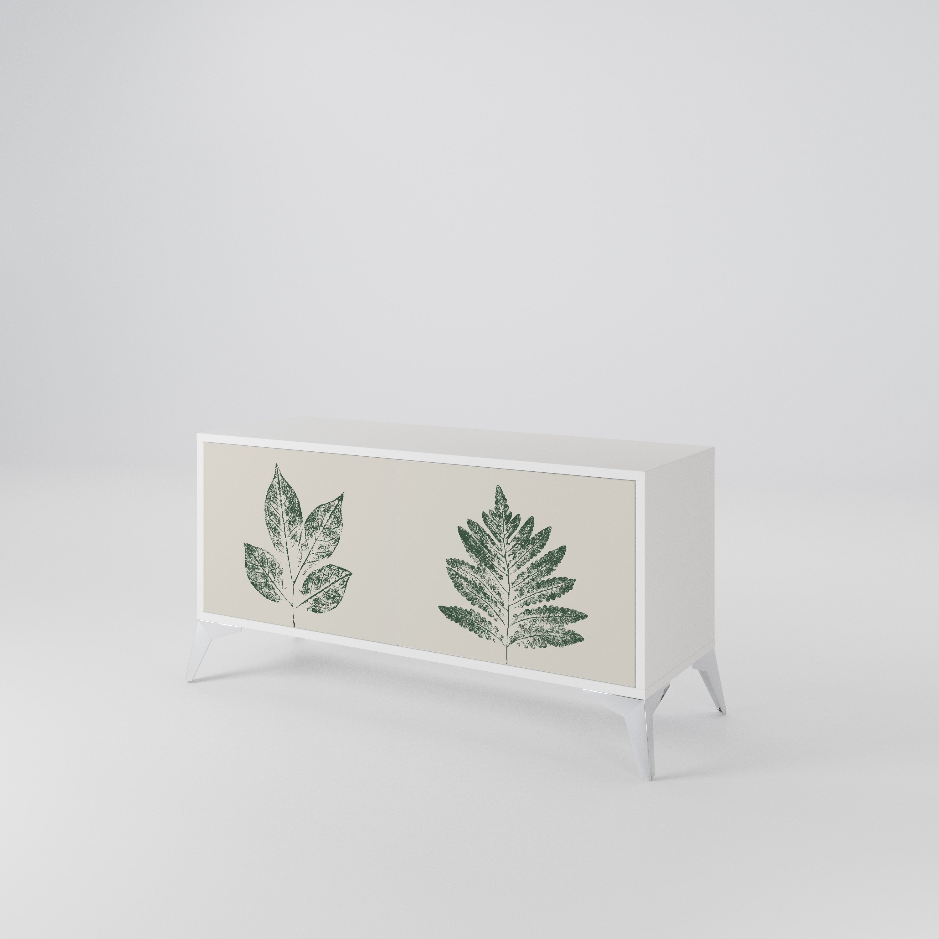 GREEN LEAFY STAMPS Kompaktní dvoudveřový TV stolek