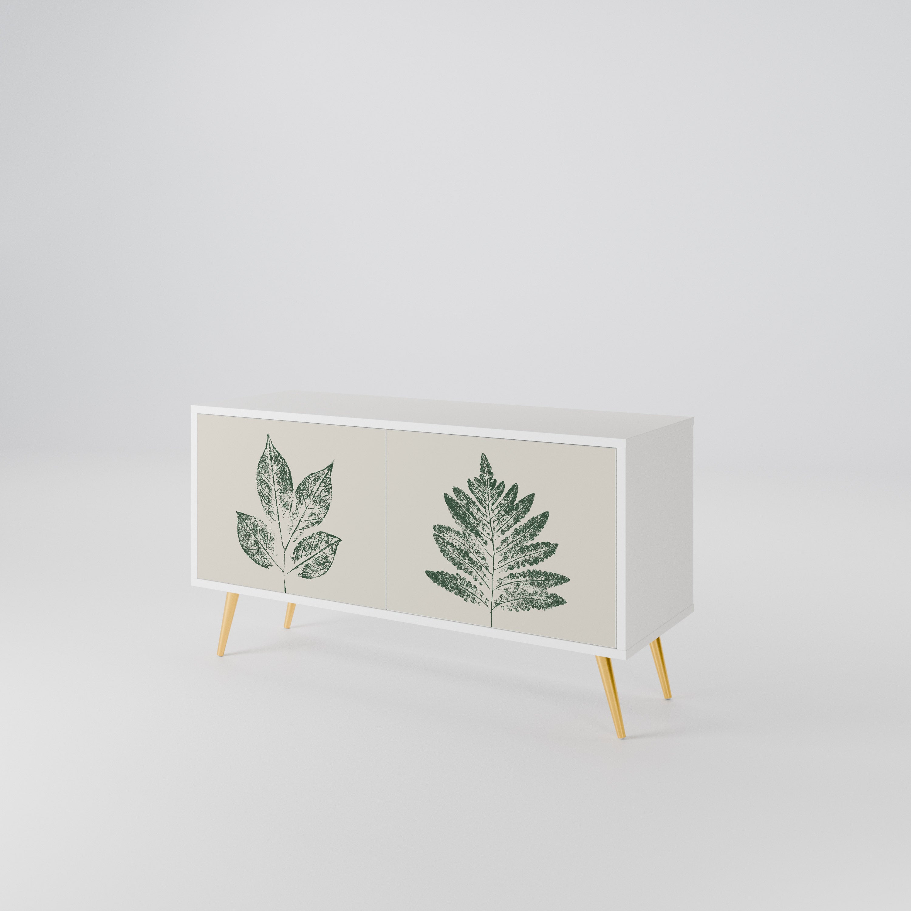 GREEN LEAFY STAMPS Kompaktní dvoudveřový TV stolek