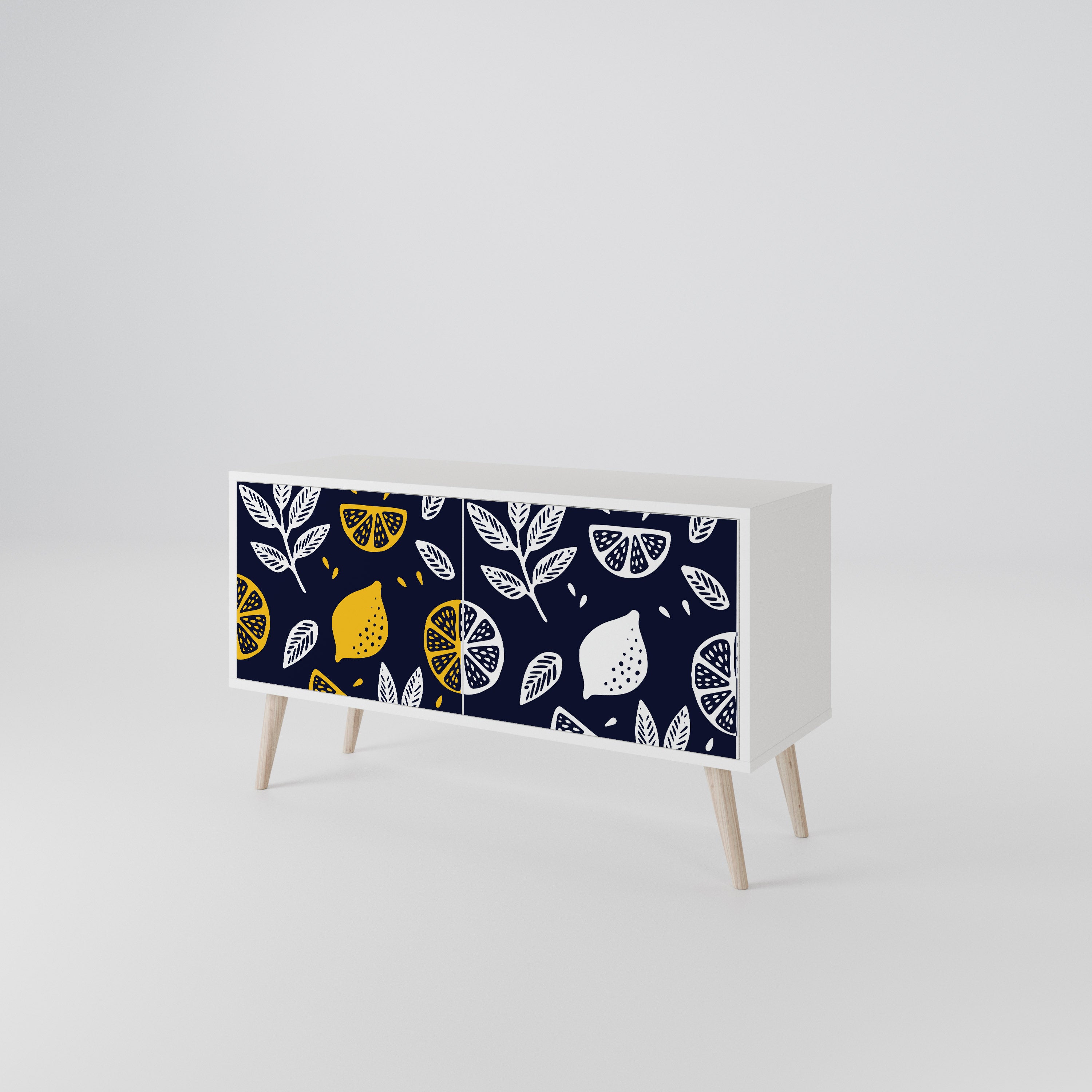 CITRUS BLACK AND WHITE Kompaktní dvoudveřový TV stolek