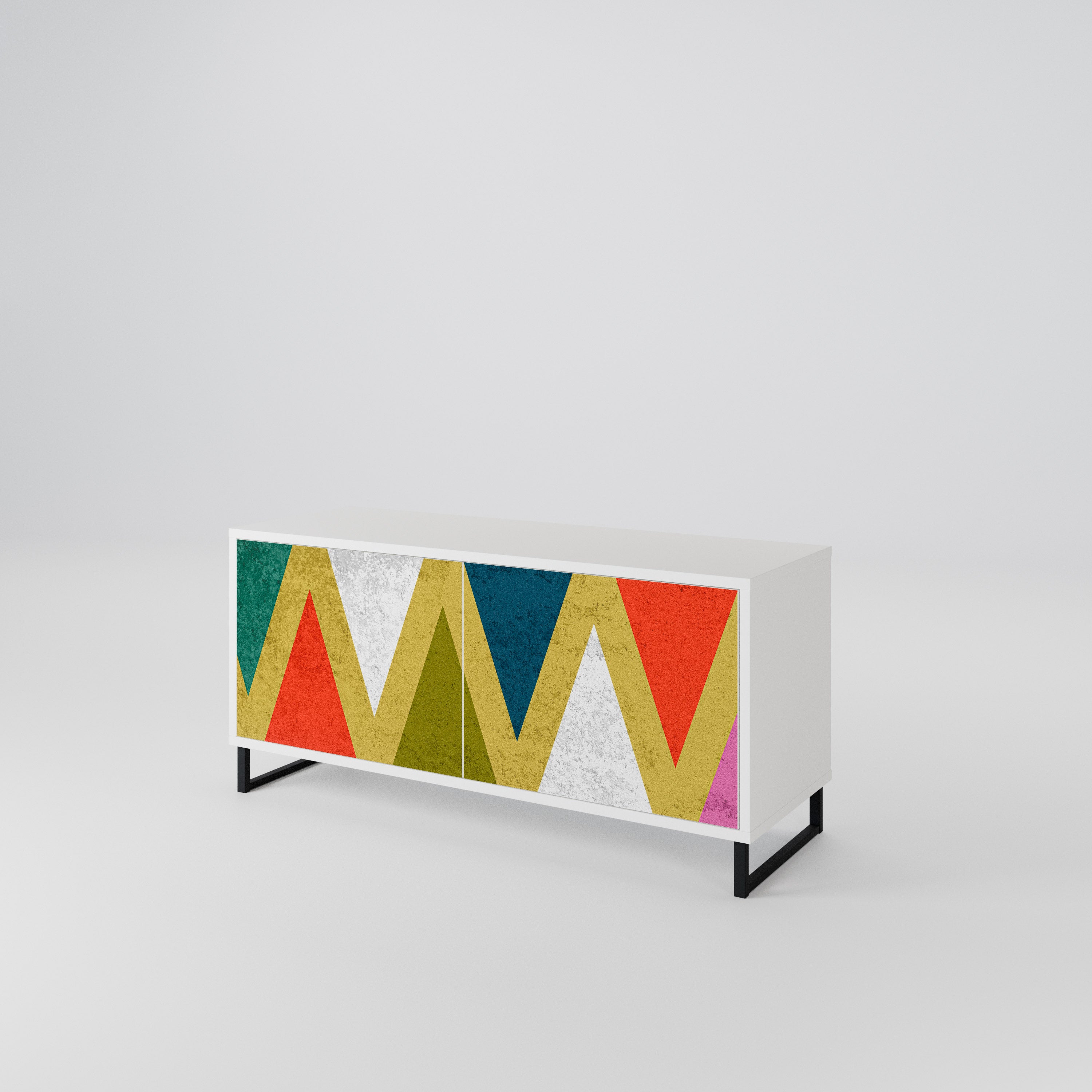 COLORFUL TRIANGLES Kompaktní dvoudveřový TV stolek