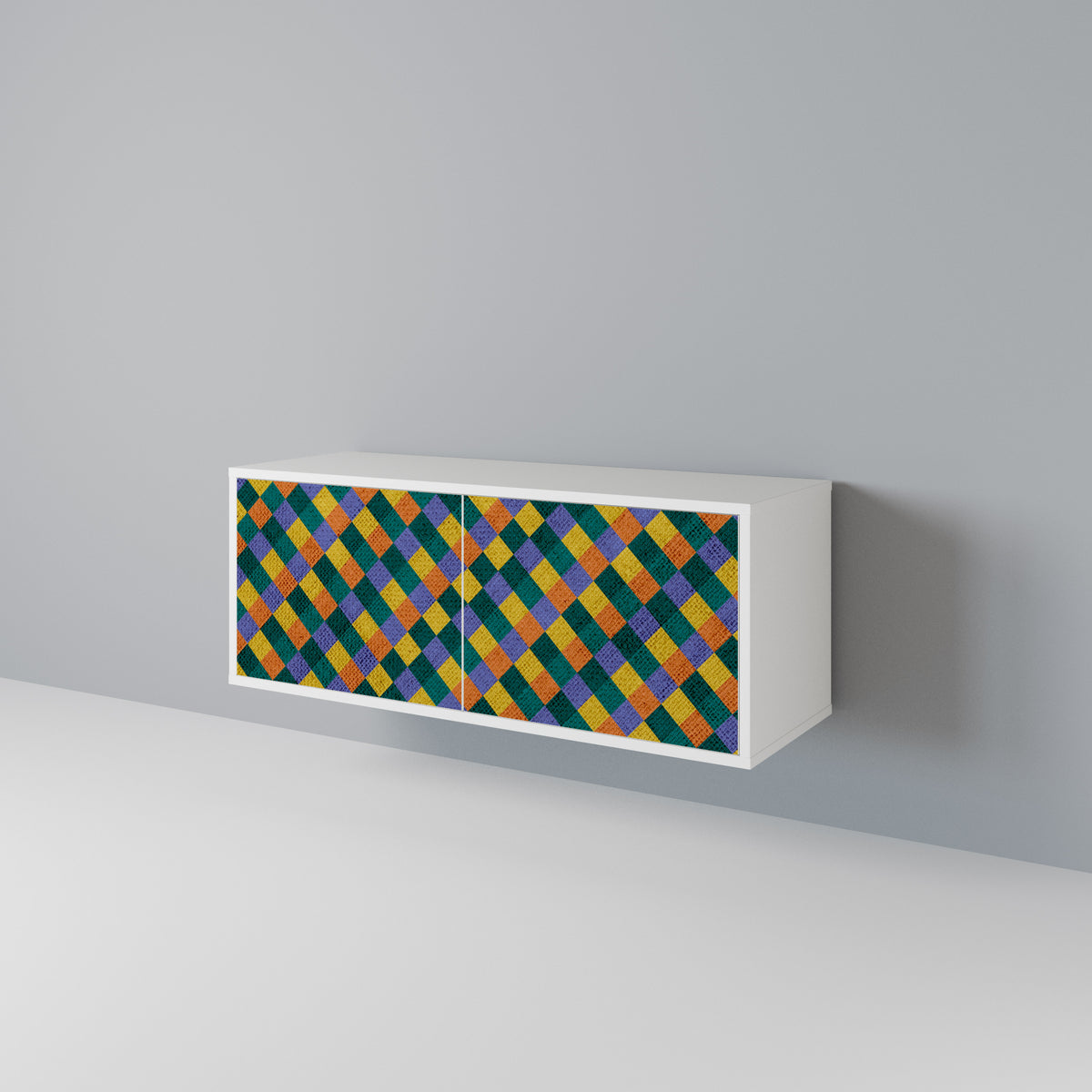 PAINTED SQUARES MIX Kompaktní dvoudveřový TV stolek