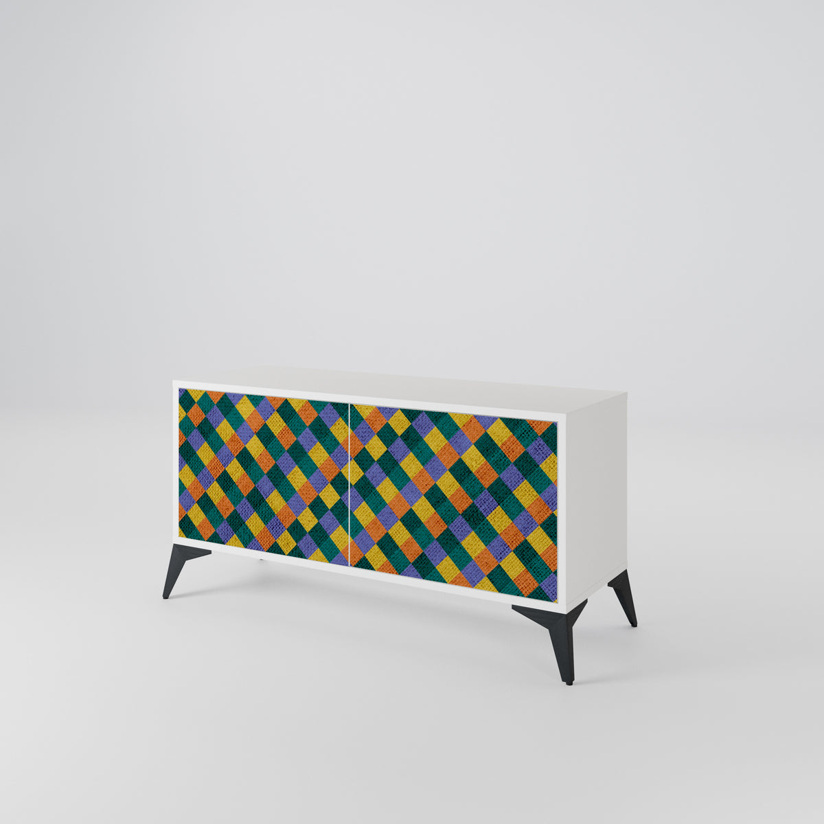 PAINTED SQUARES MIX Kompaktní dvoudveřový TV stolek