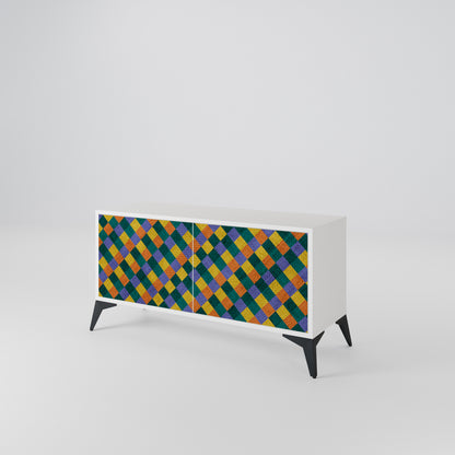 PAINTED SQUARES MIX Kompaktní dvoudveřový TV stolek