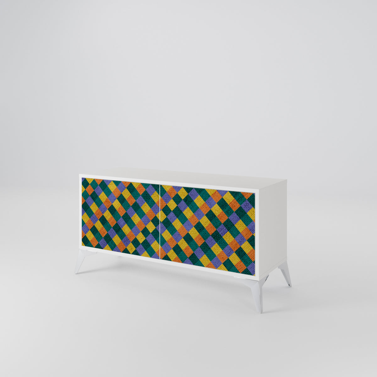 PAINTED SQUARES MIX Kompaktní dvoudveřový TV stolek
