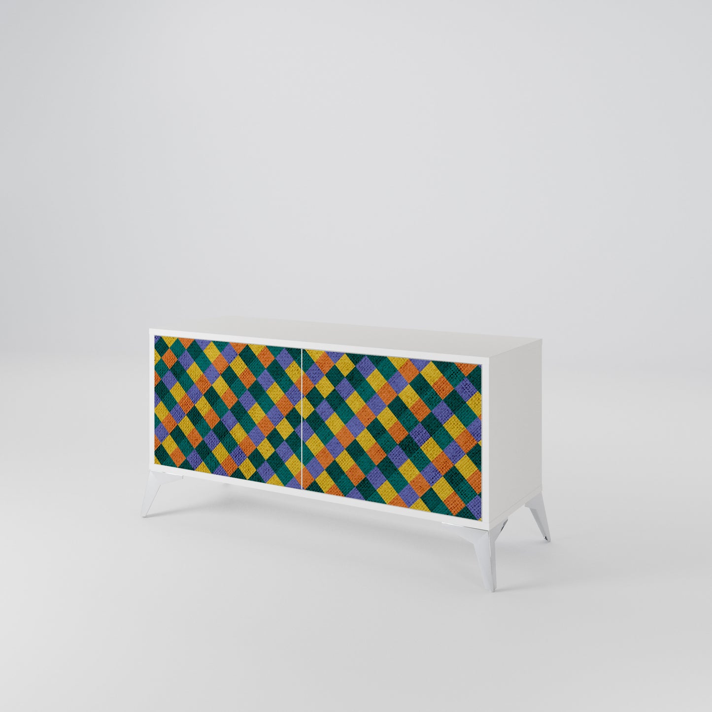 PAINTED SQUARES MIX Kompaktní dvoudveřový TV stolek