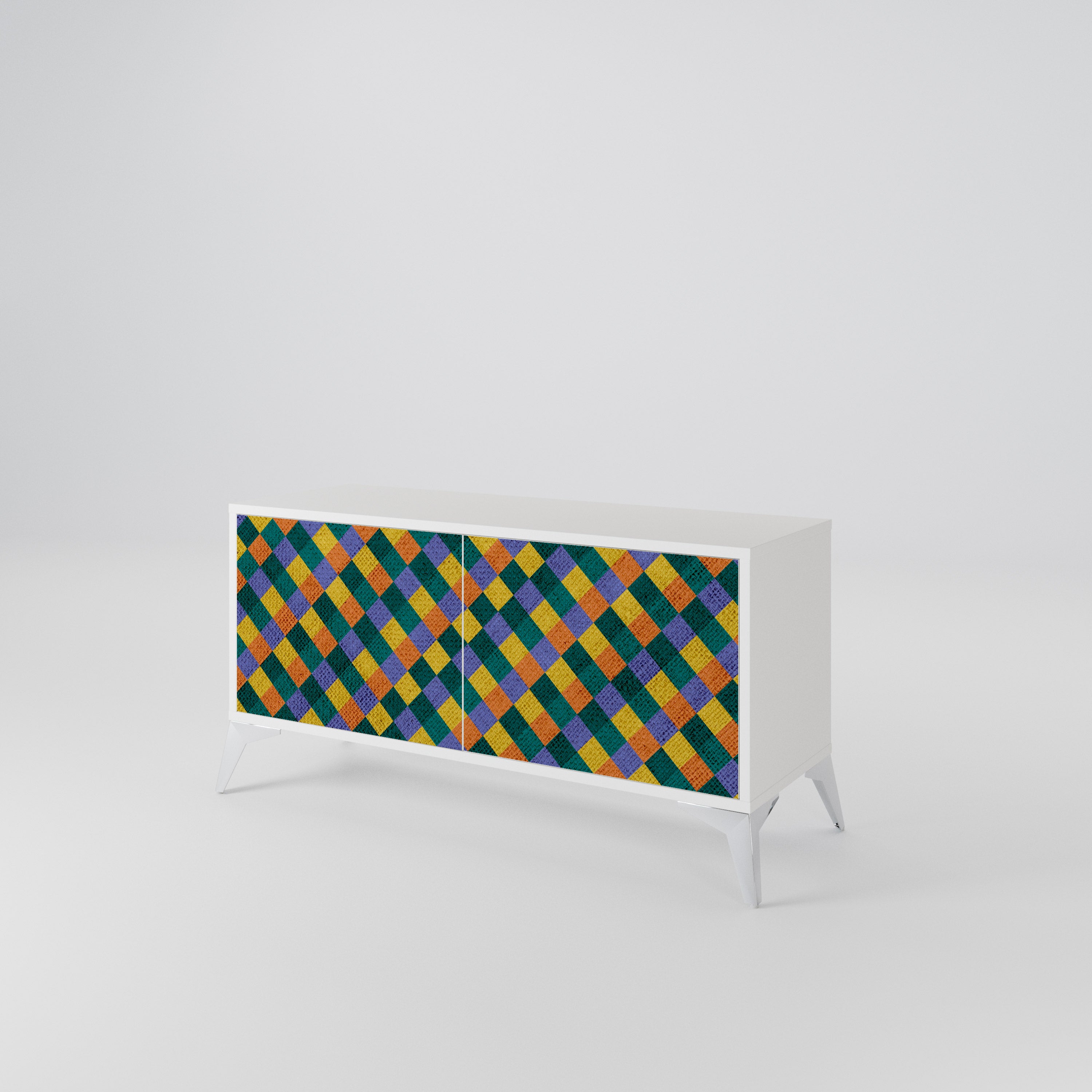 PAINTED SQUARES MIX Kompaktní dvoudveřový TV stolek
