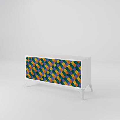 PAINTED SQUARES MIX Kompaktní dvoudveřový TV stolek