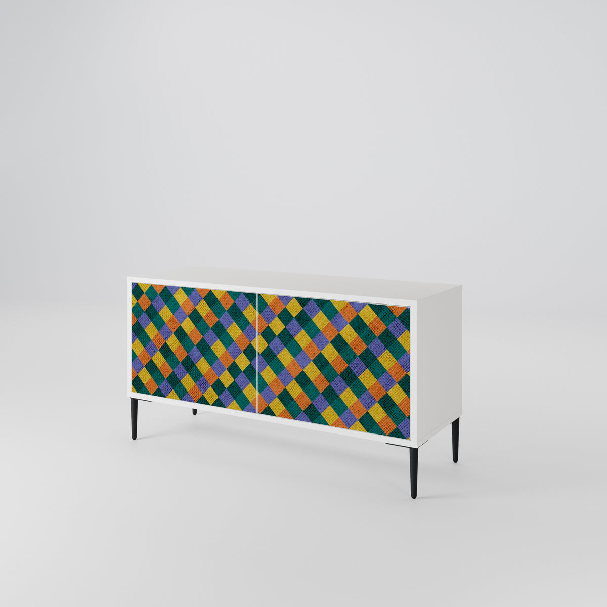 PAINTED SQUARES MIX Kompaktní dvoudveřový TV stolek