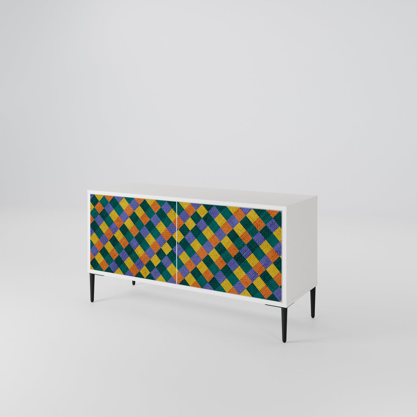 PAINTED SQUARES MIX Kompaktní dvoudveřový TV stolek