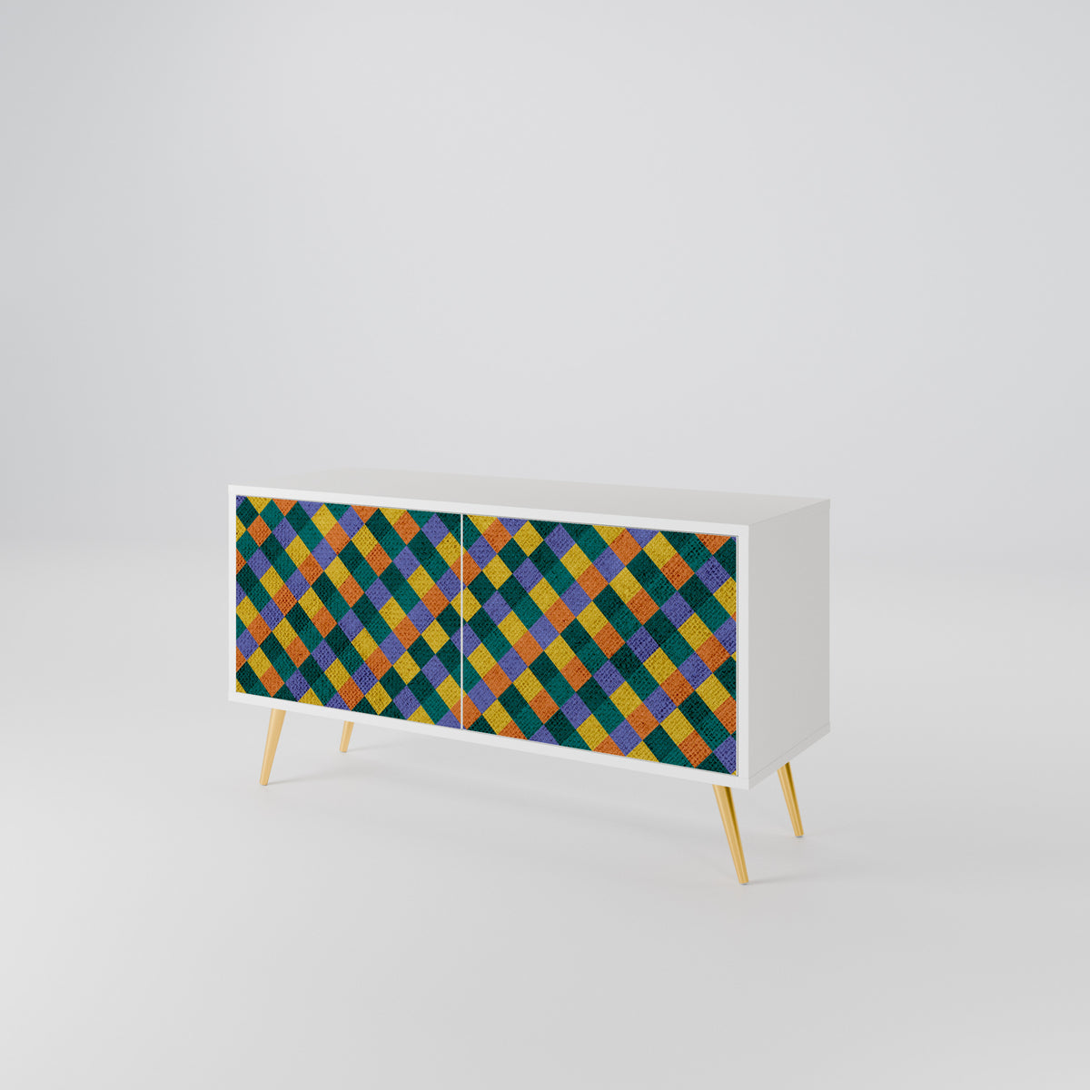 PAINTED SQUARES MIX Kompaktní dvoudveřový TV stolek