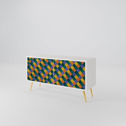 PAINTED SQUARES MIX Kompaktní dvoudveřový TV stolek