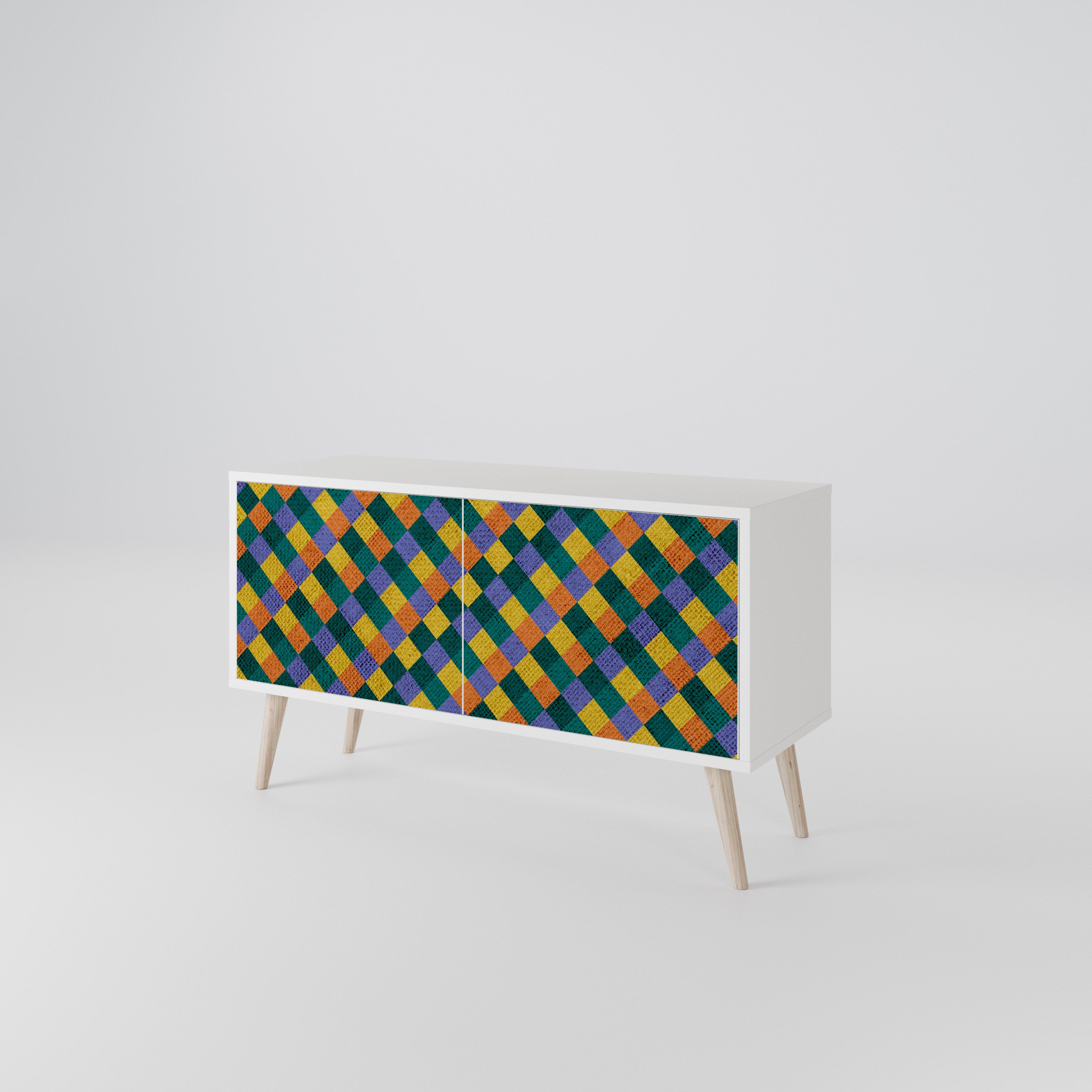 PAINTED SQUARES MIX Kompaktní dvoudveřový TV stolek