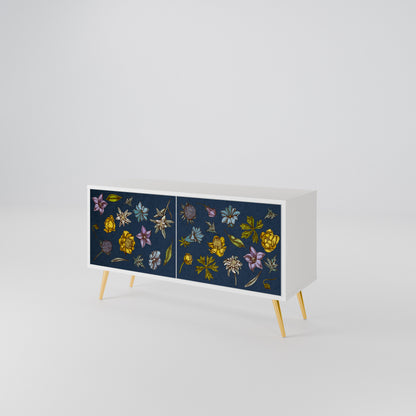 FLOWERS ON NAVY BLUE Kompaktní dvoudveřový TV stolek