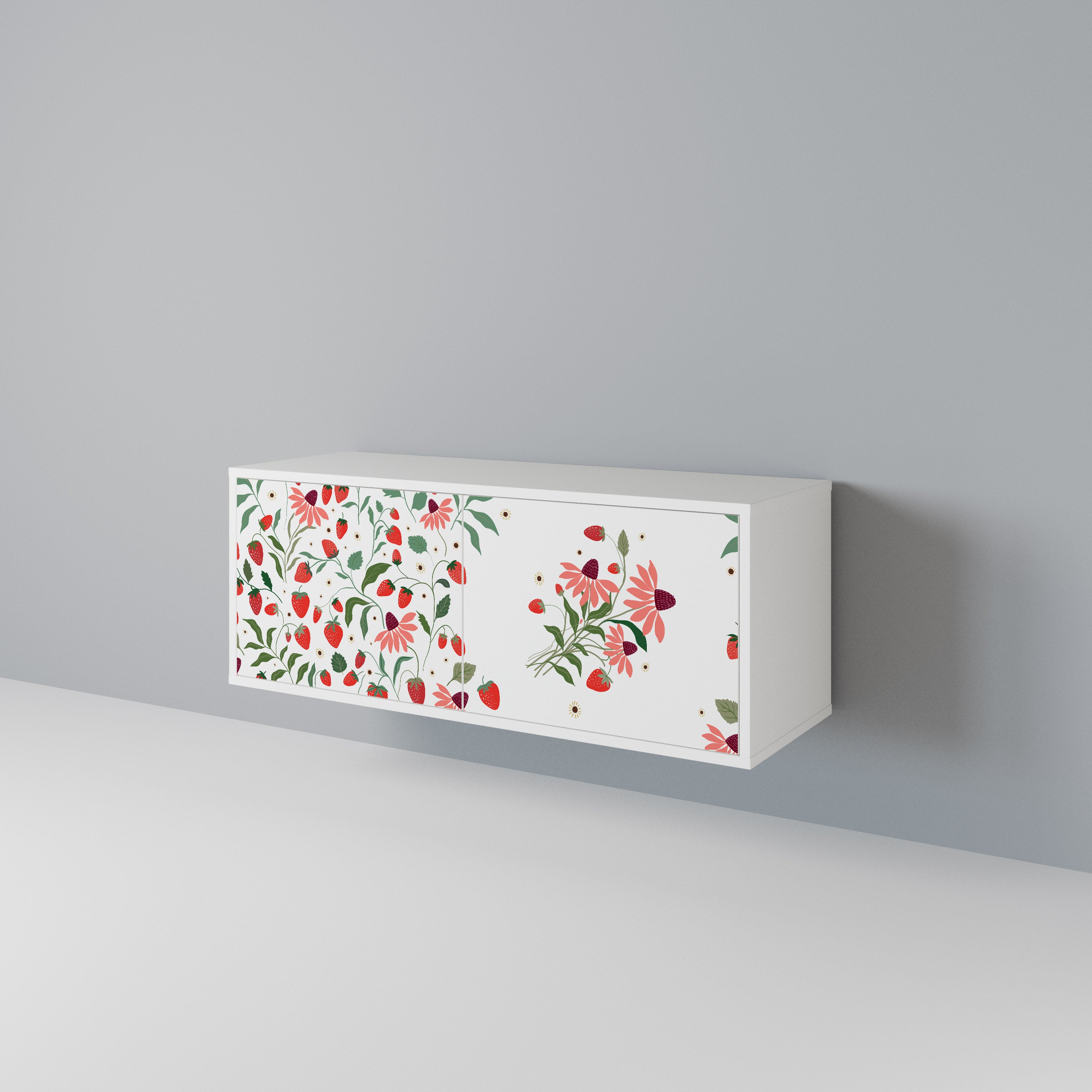 FLOWERS AND STRAWBERRIES Kompaktní dvoudveřový TV stolek