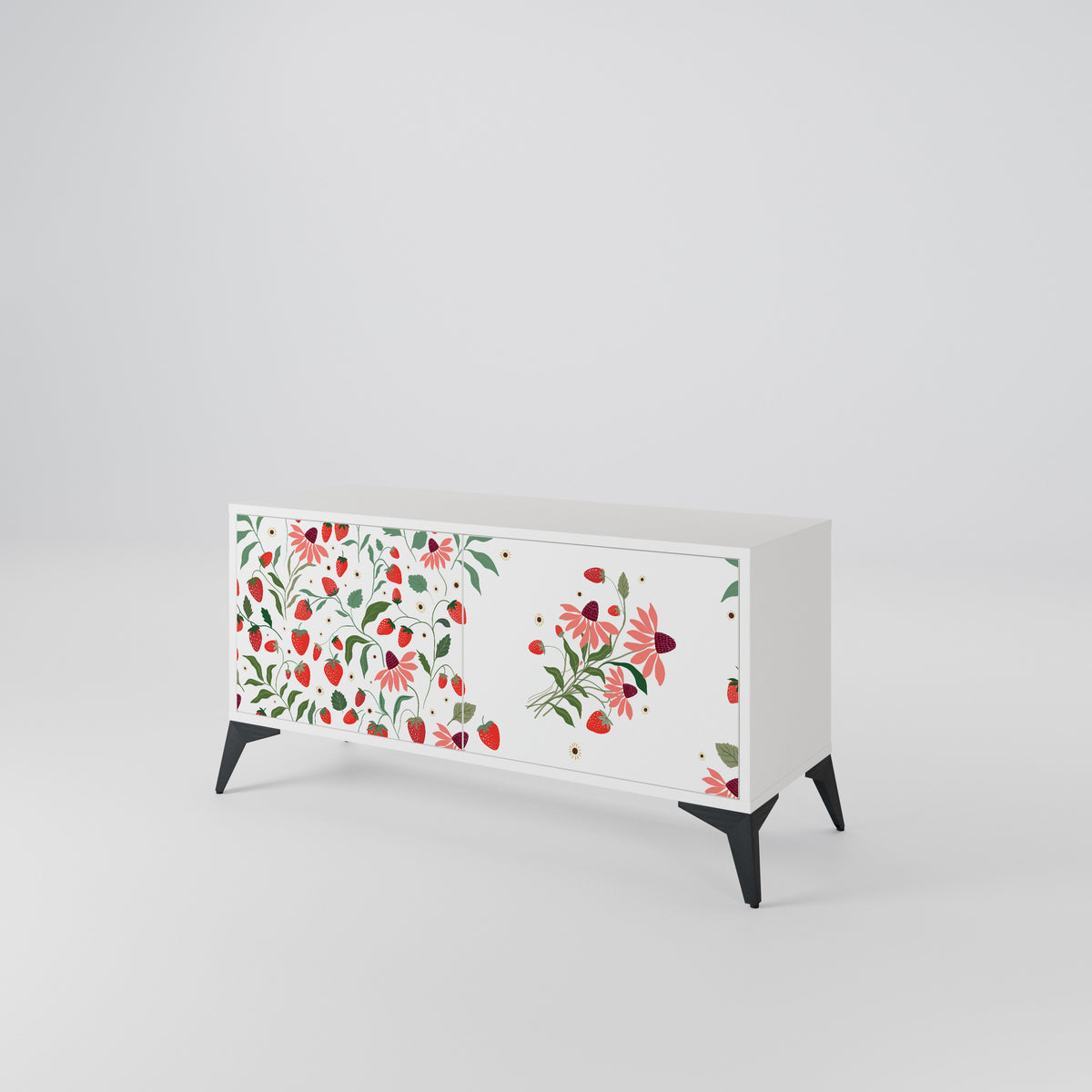 FLOWERS AND STRAWBERRIES Kompaktní dvoudveřový TV stolek