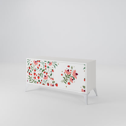 FLOWERS AND STRAWBERRIES Kompaktní dvoudveřový TV stolek