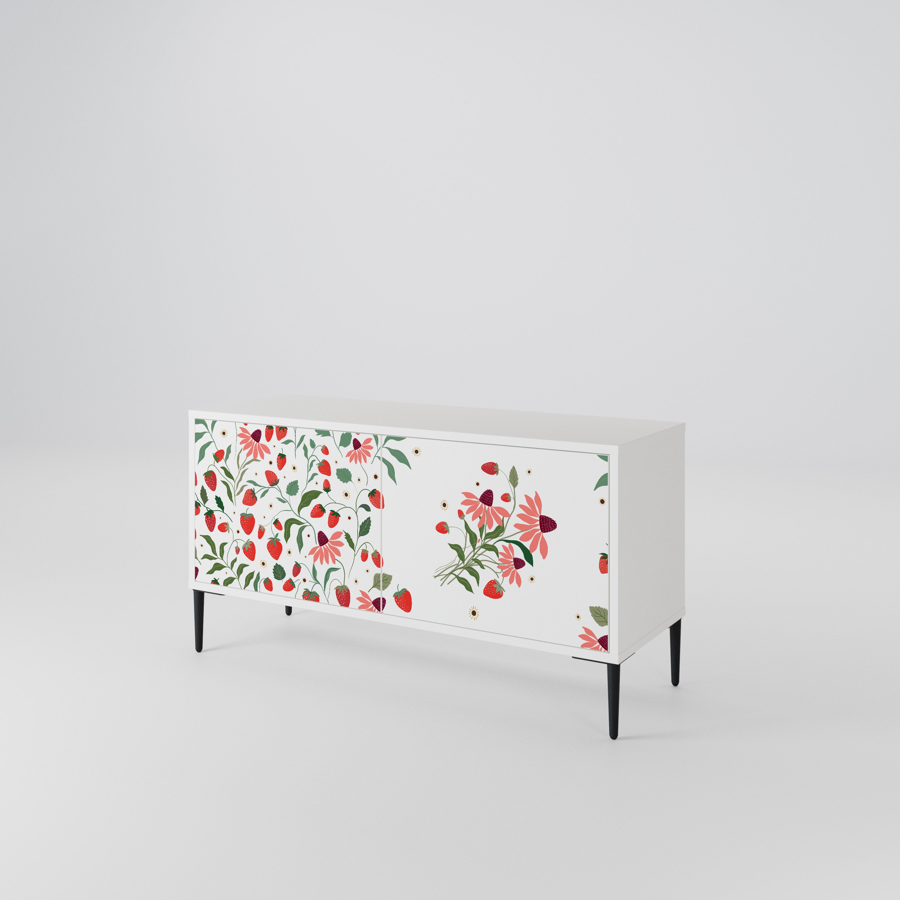 FLOWERS AND STRAWBERRIES Kompaktní dvoudveřový TV stolek
