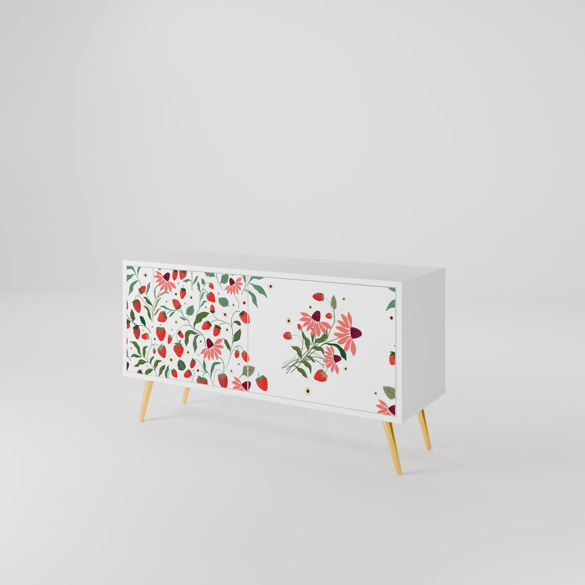 FLOWERS AND STRAWBERRIES Kompaktní dvoudveřový TV stolek