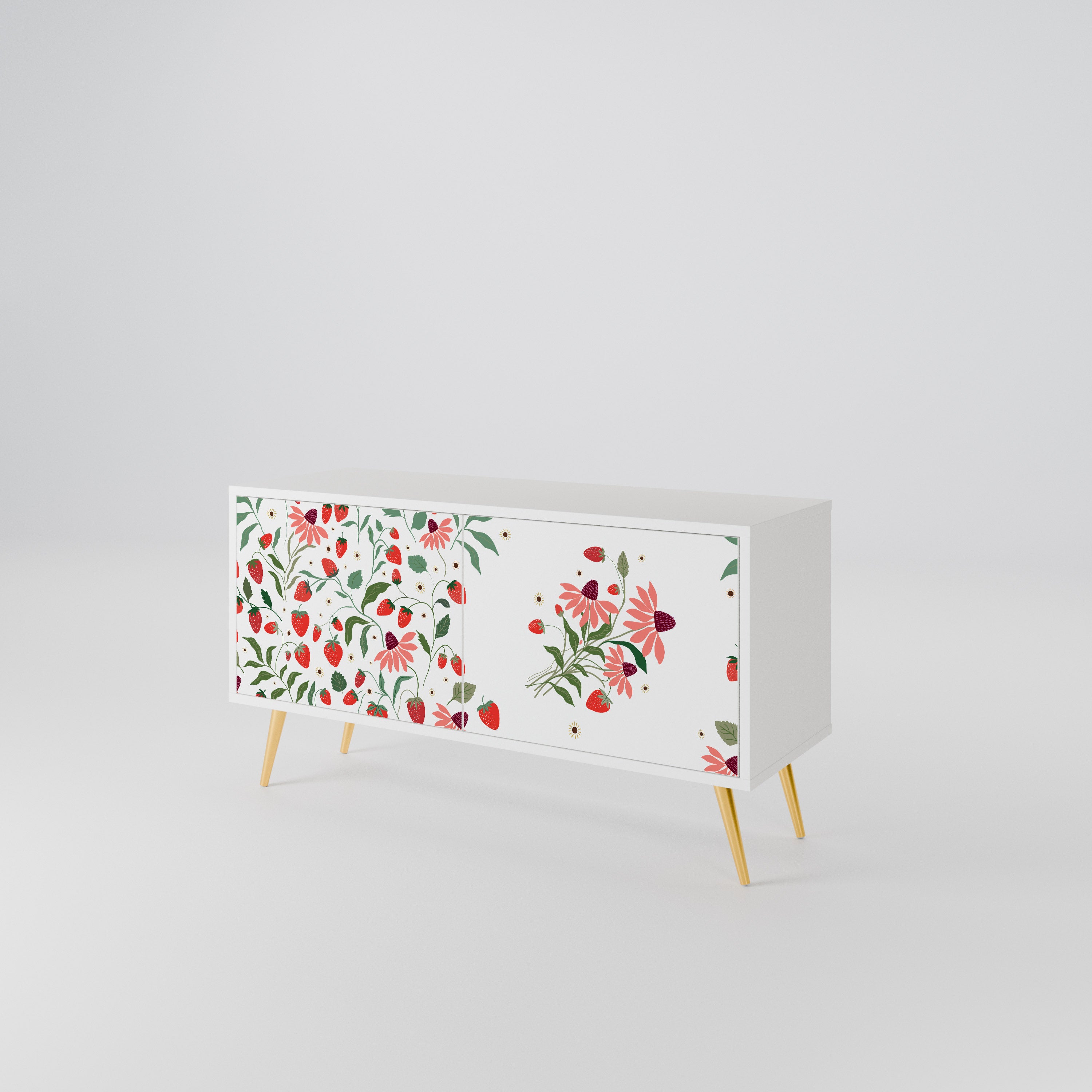 FLOWERS AND STRAWBERRIES Kompaktní dvoudveřový TV stolek
