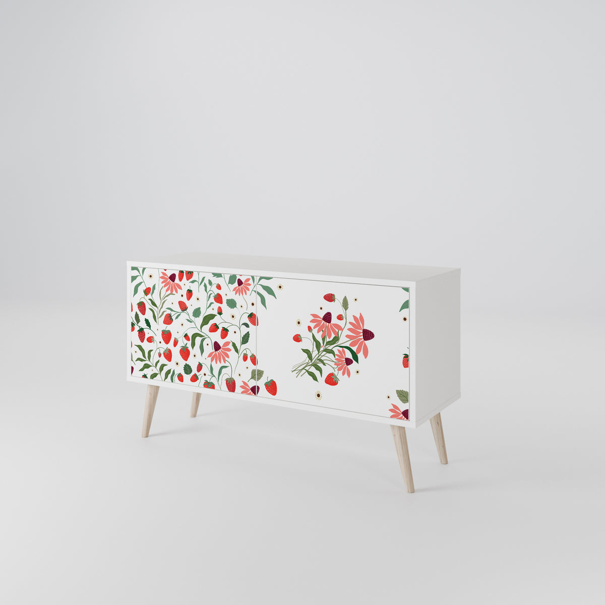 FLOWERS AND STRAWBERRIES Kompaktní dvoudveřový TV stolek