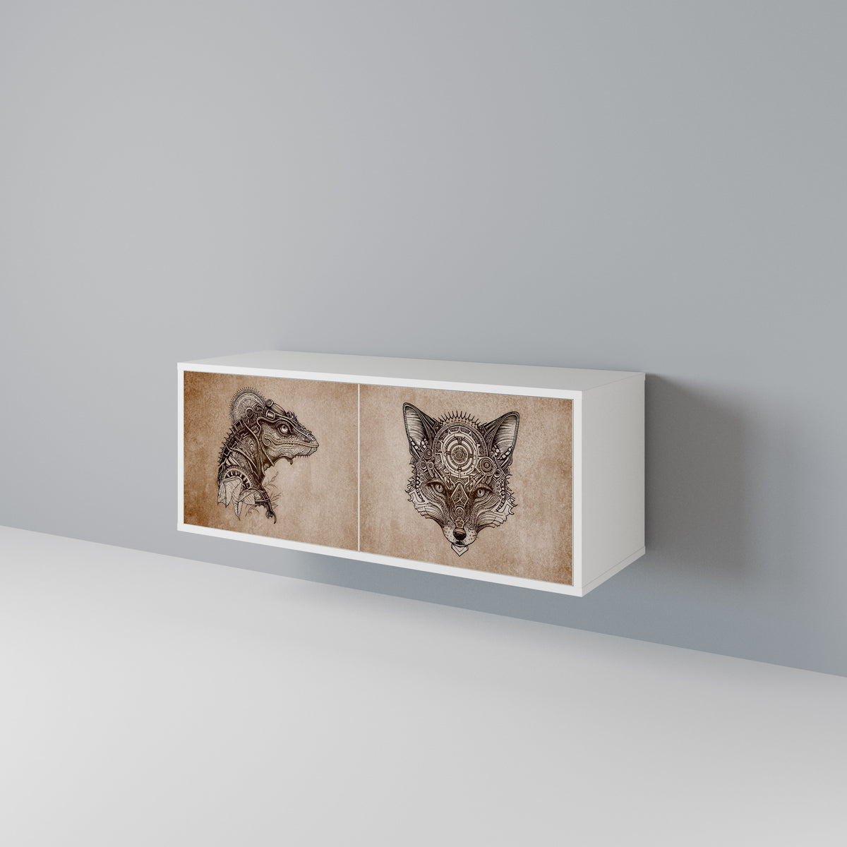 STEAMPUNK CLAN Kompaktní dvoudveřový TV stolek