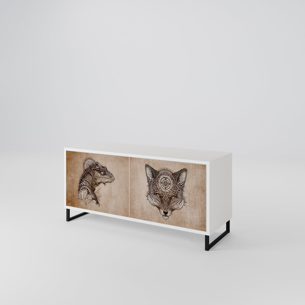 STEAMPUNK CLAN Kompaktní dvoudveřový TV stolek