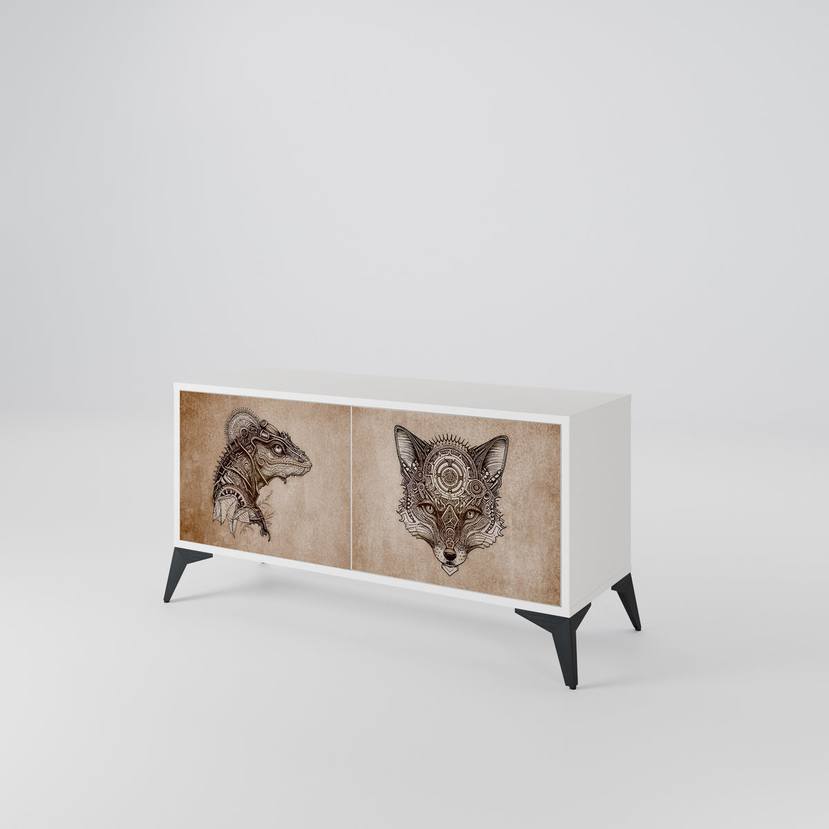 STEAMPUNK CLAN Kompaktní dvoudveřový TV stolek