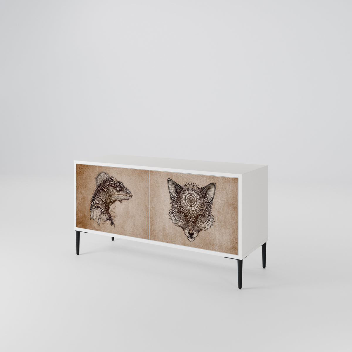 STEAMPUNK CLAN Kompaktní dvoudveřový TV stolek