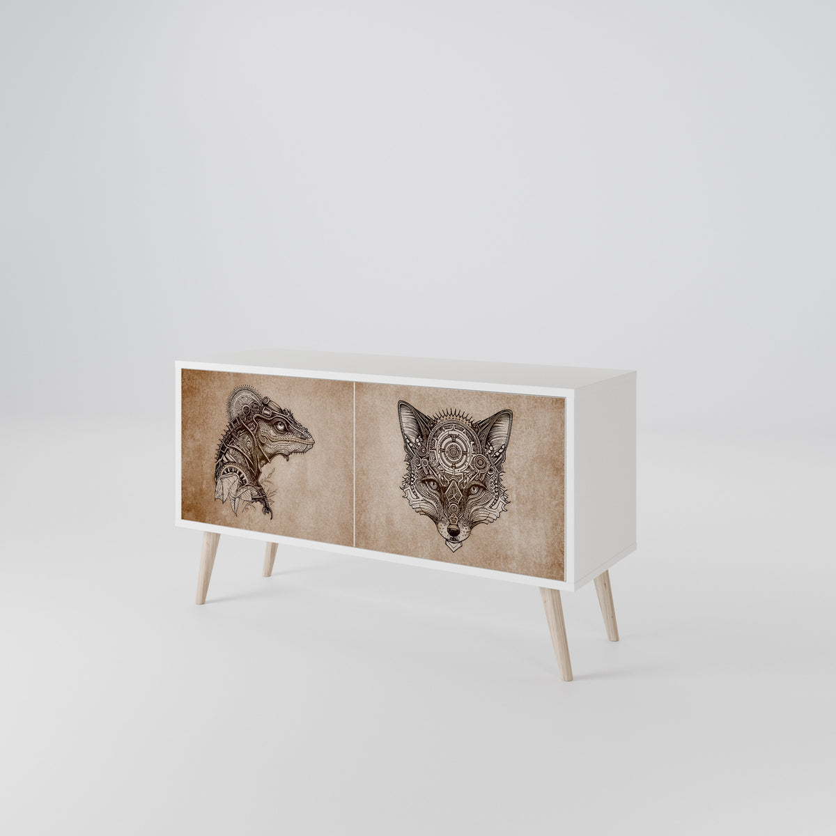 STEAMPUNK CLAN Kompaktní dvoudveřový TV stolek