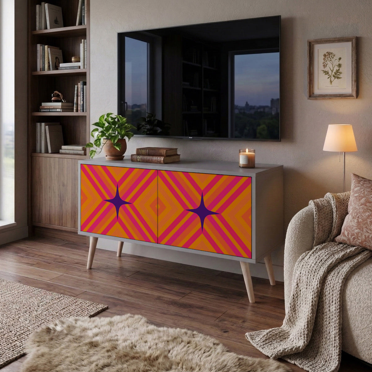 GEOMETRIC BRILLIANCE Kompaktní dvoudveřový TV stolek