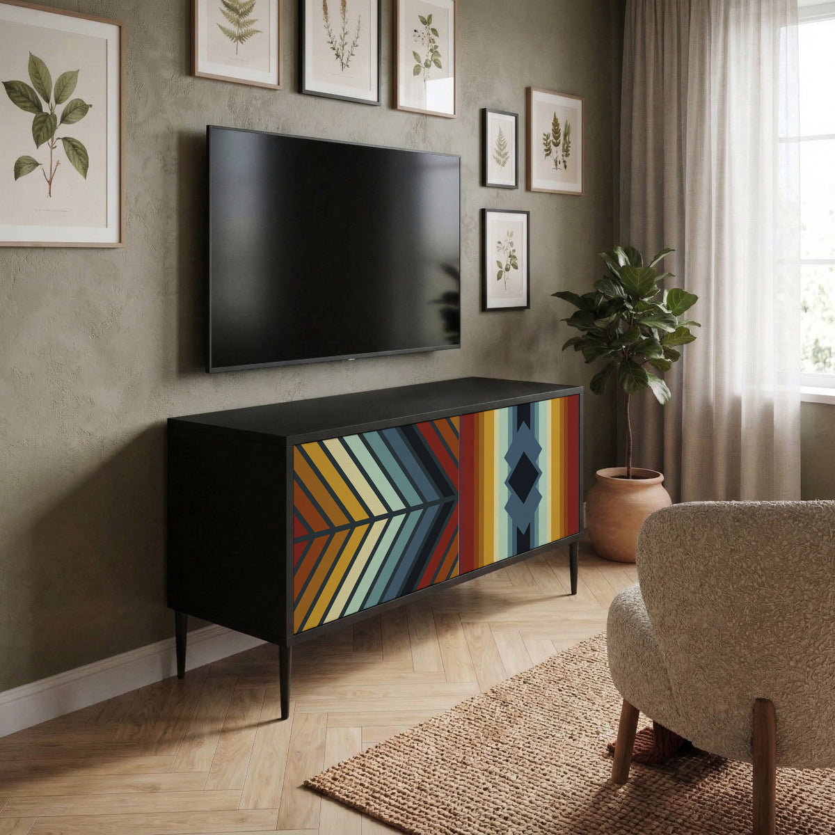INDIGENOUS ZIGZAG Kompaktní dvoudveřový TV stolek