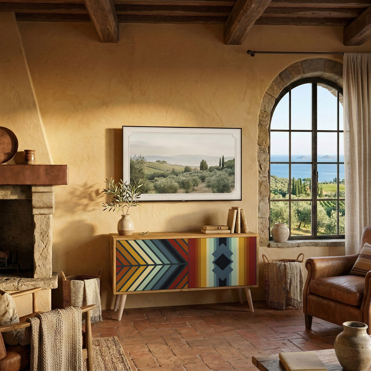 INDIGENOUS ZIGZAG Kompaktní dvoudveřový TV stolek