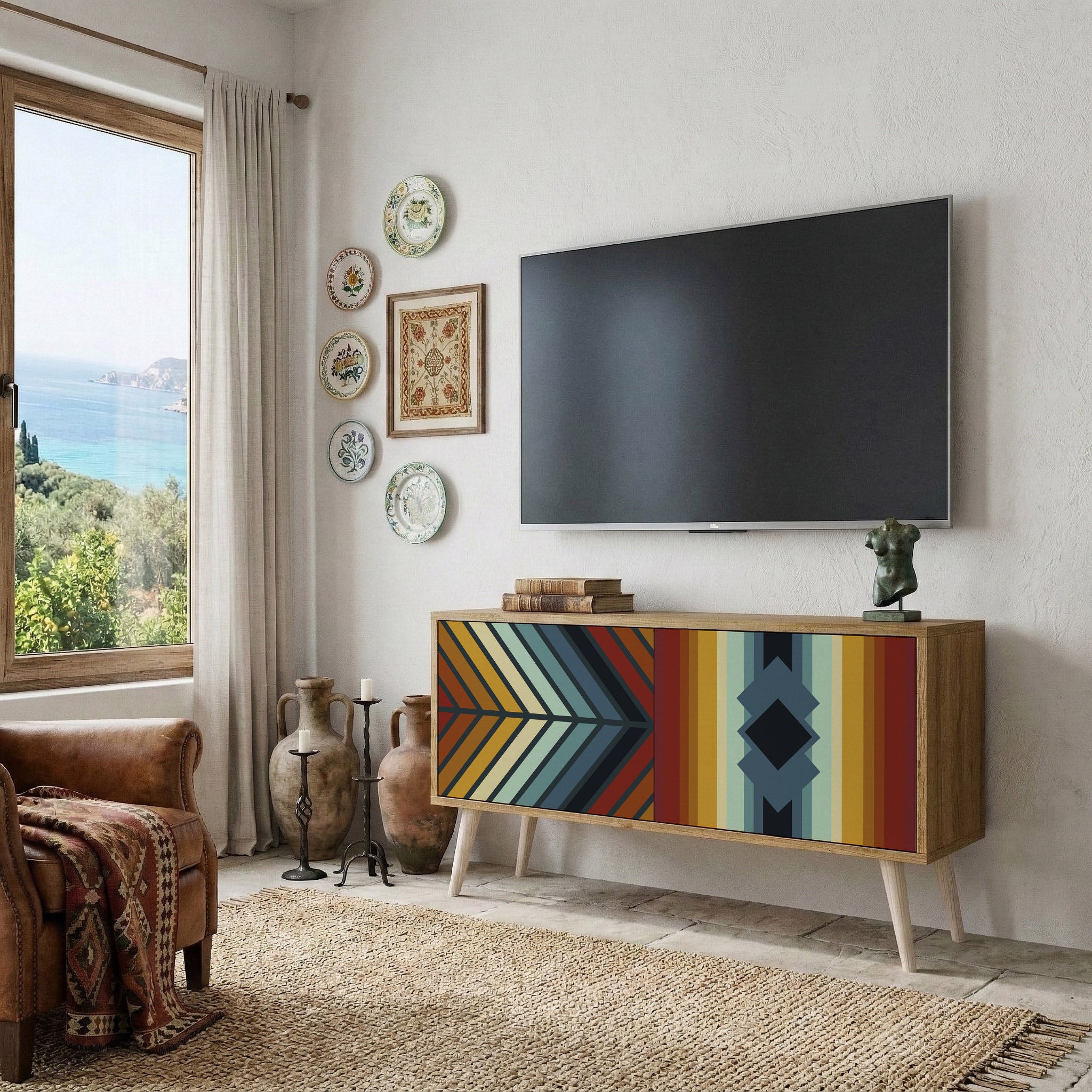 INDIGENOUS ZIGZAG Kompaktní dvoudveřový TV stolek