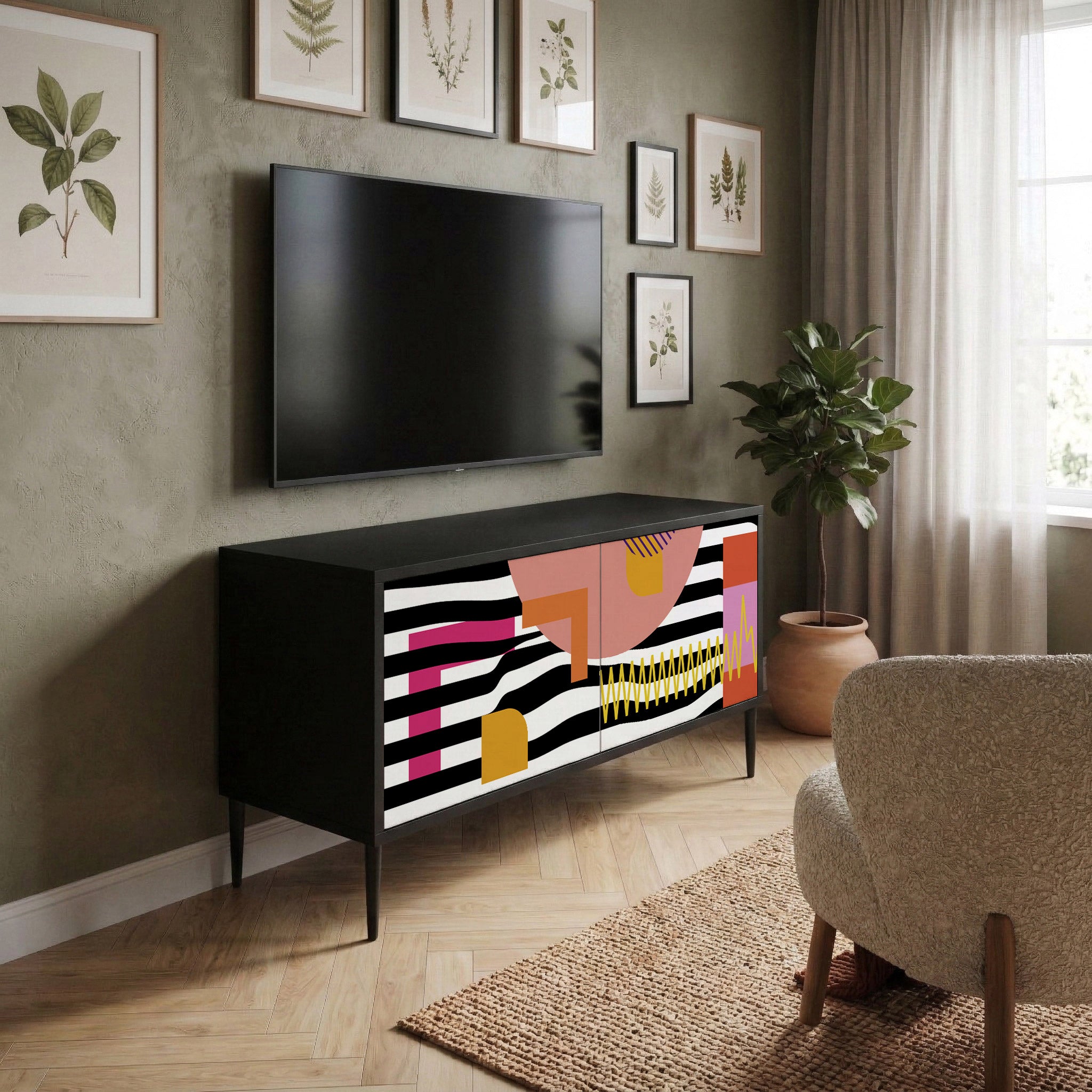 CHROMATIC ABSTRACT Kompaktní dvoudveřový TV stolek