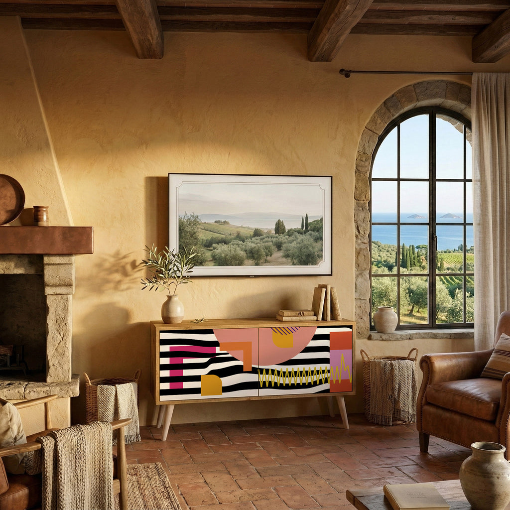 CHROMATIC ABSTRACT Kompaktní dvoudveřový TV stolek