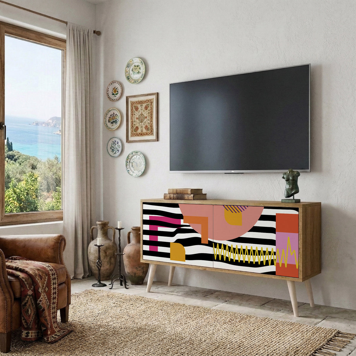 CHROMATIC ABSTRACT Kompaktní dvoudveřový TV stolek