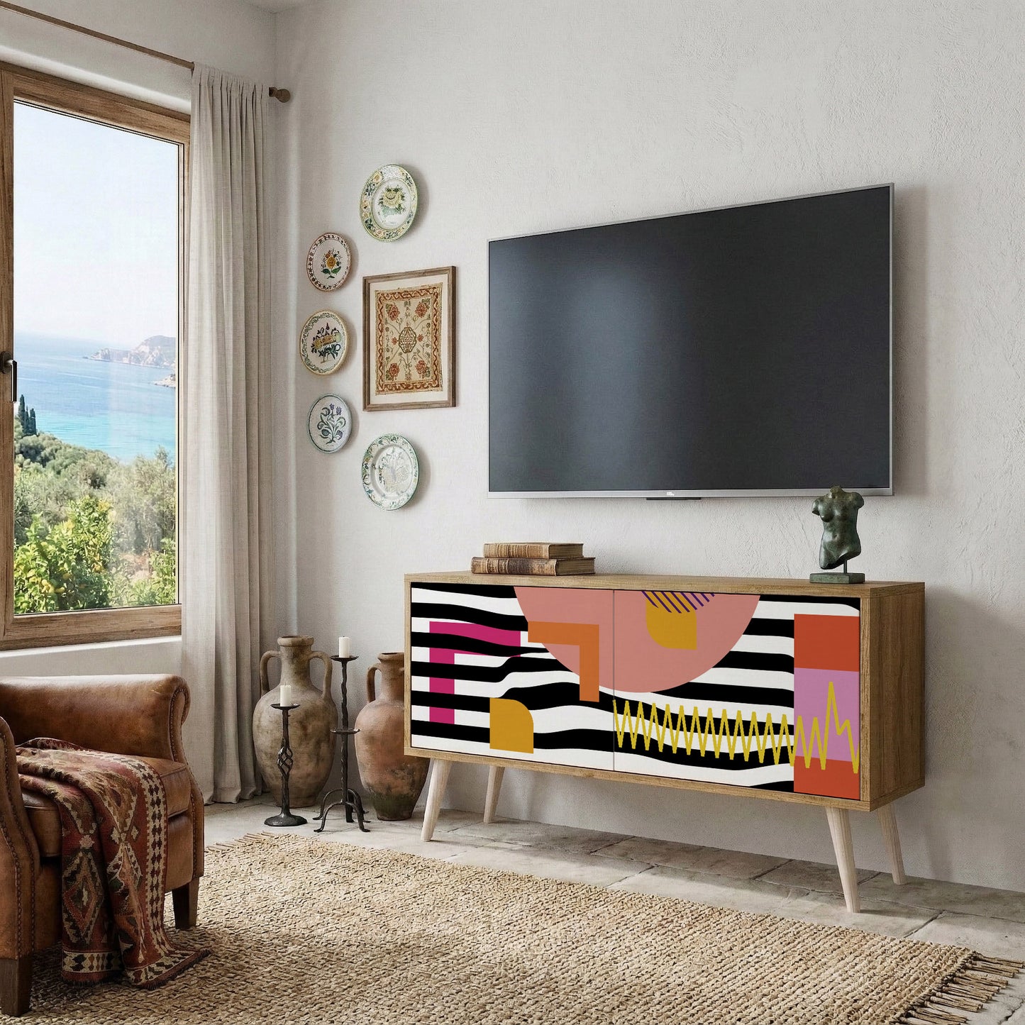 CHROMATIC ABSTRACT Kompaktní dvoudveřový TV stolek