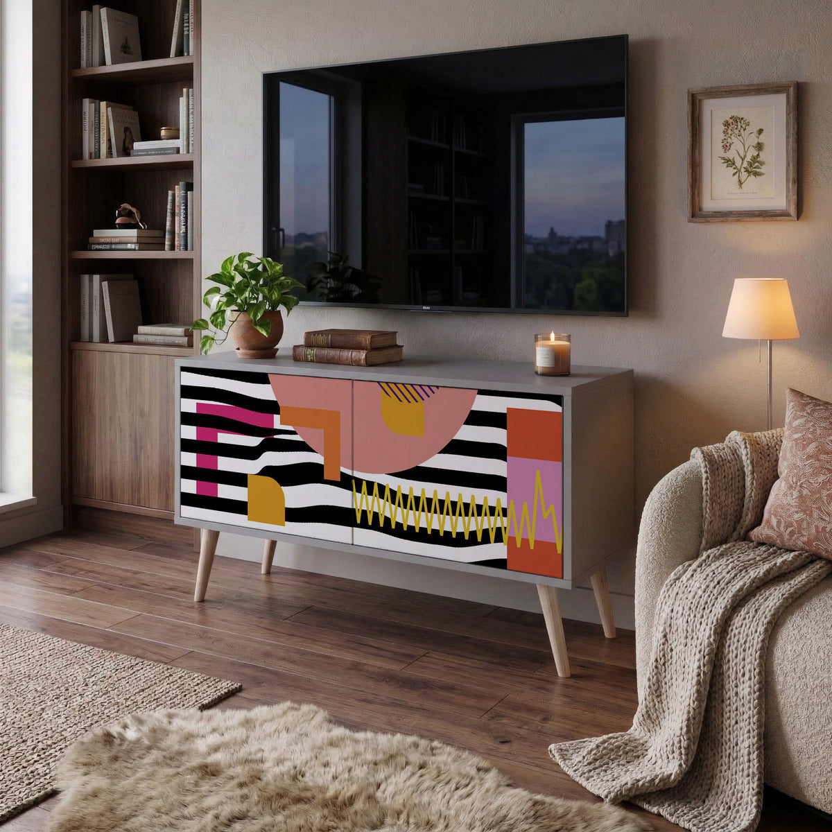 CHROMATIC ABSTRACT Kompaktní dvoudveřový TV stolek