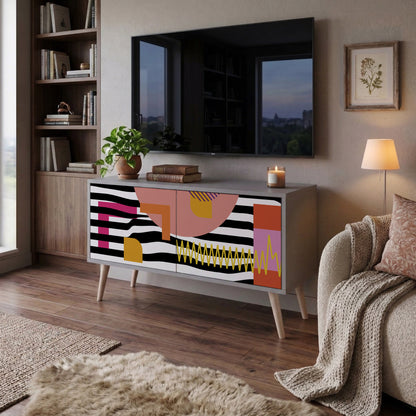 CHROMATIC ABSTRACT Kompaktní dvoudveřový TV stolek
