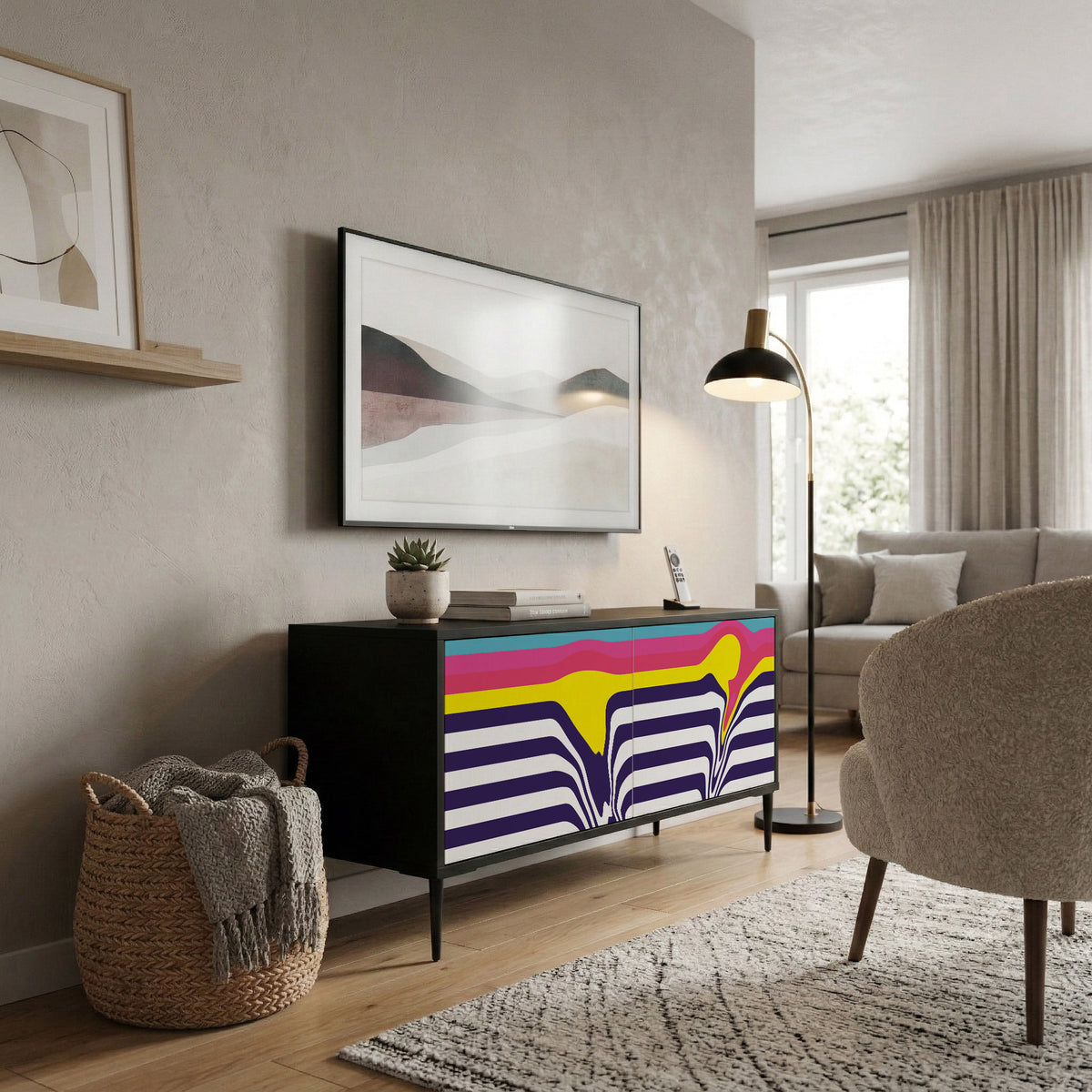 COLORFUL DIVERSION Kompaktní dvoudveřový TV stolek