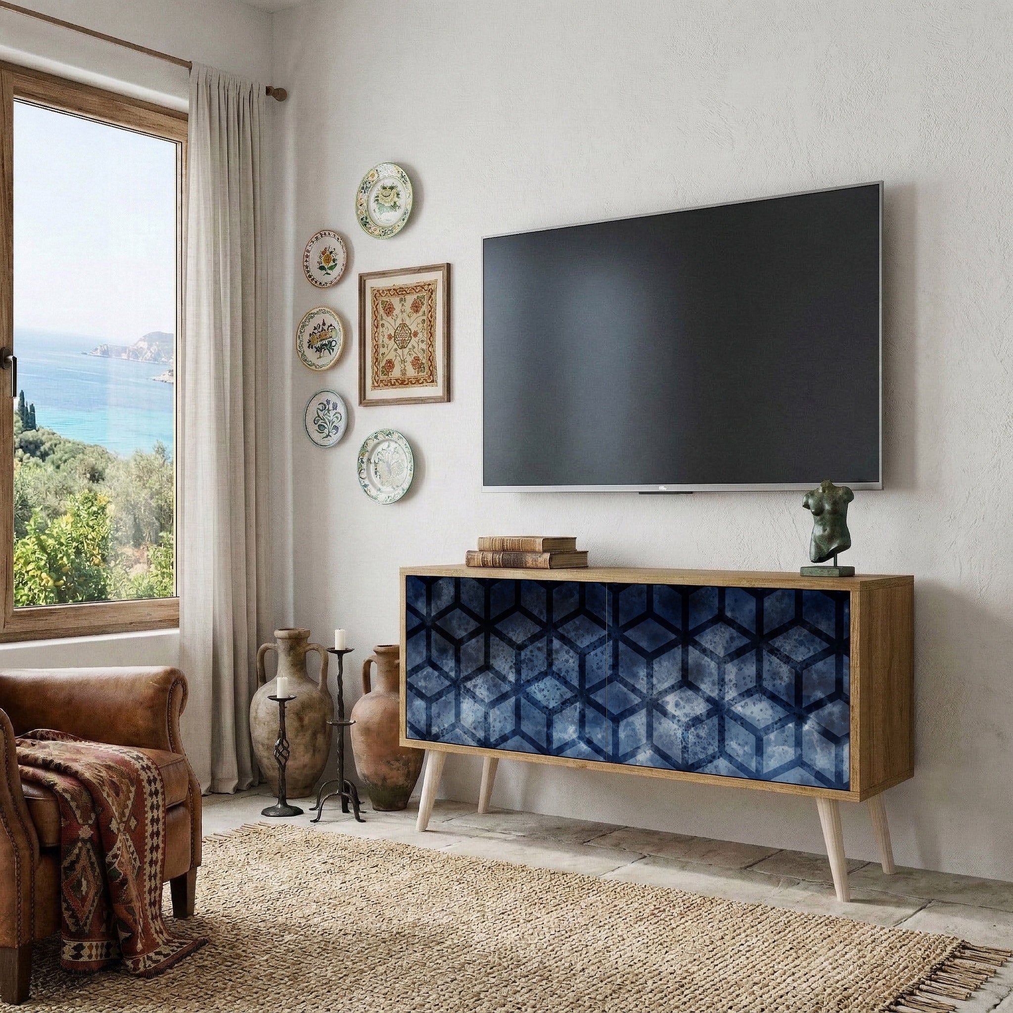 CUBIC MIST Kompaktní dvoudveřový TV stolek