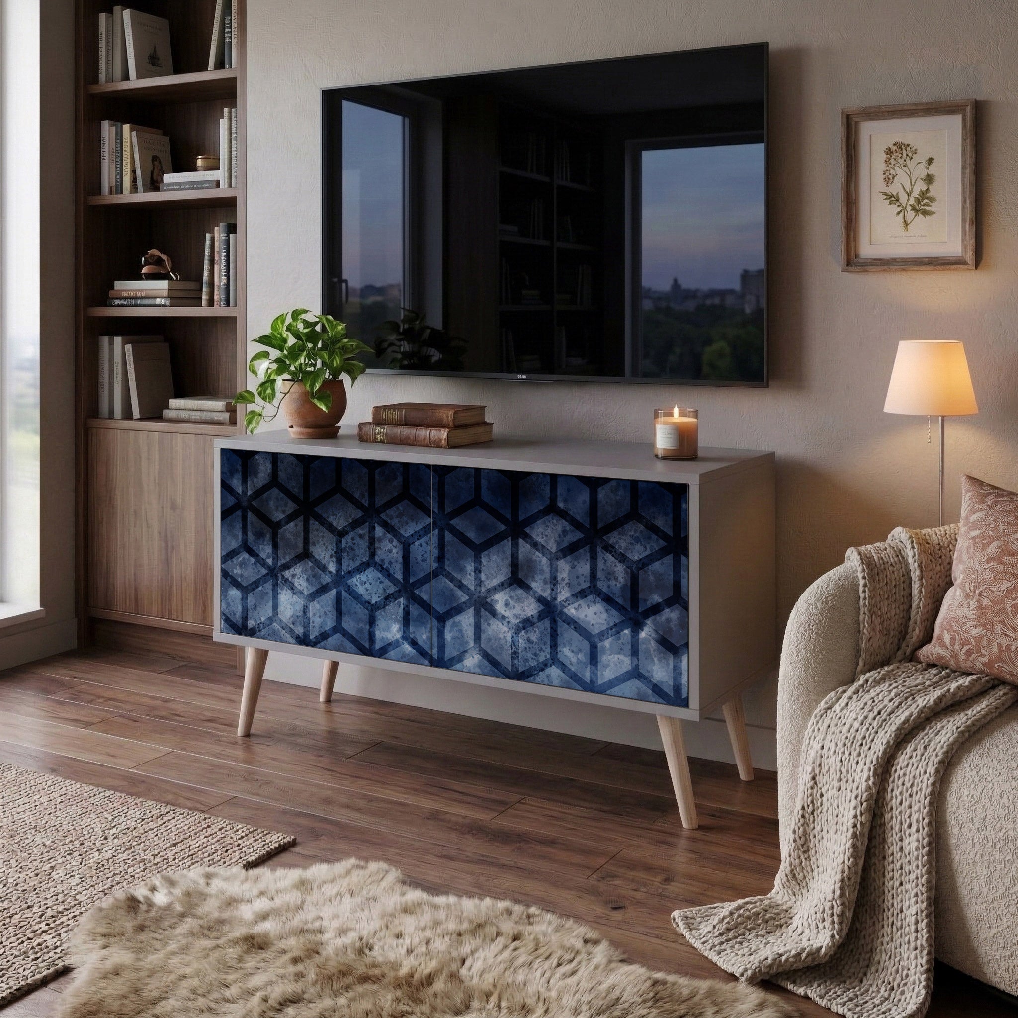 CUBIC MIST Kompaktní dvoudveřový TV stolek